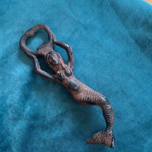 Cast Iron Mermaid Bottle Opener - Rustic w/Copper Tone Accents